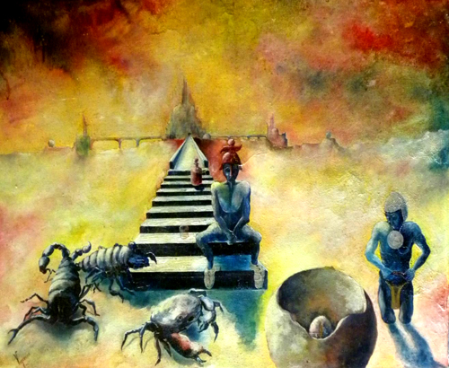 Carlo Vigevani - Senza Titolo (Olio su tela cm 70x50)
